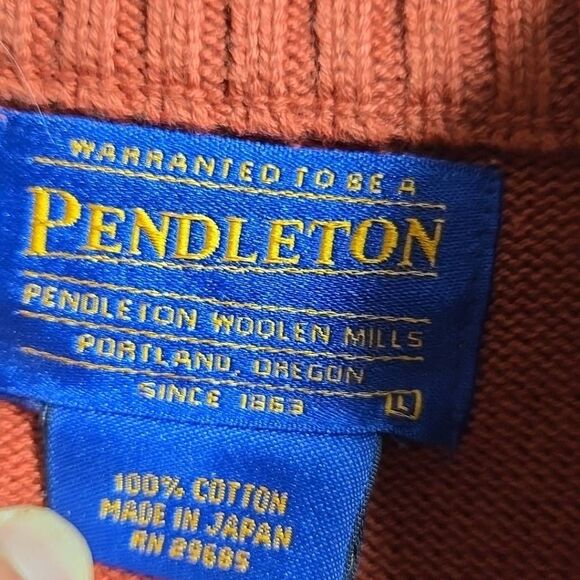 Pendleton Sweater 1/4 Zip Cotton Made In Japan Large - Picture 4 of 11